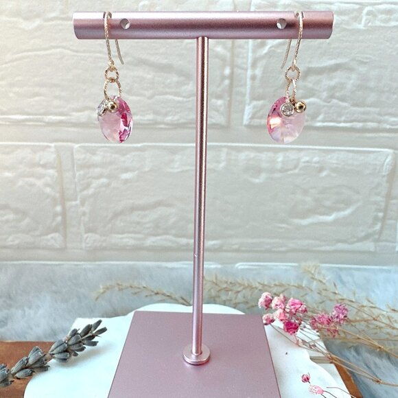 Sparkly Crystal Oval Earrings with Mini Charms | Handmade in BC - Picture 2 of 2